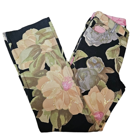 Newport News Denim - Newport News Jeanology Collection floral.jeans with sequins. Vintage 90's. 8